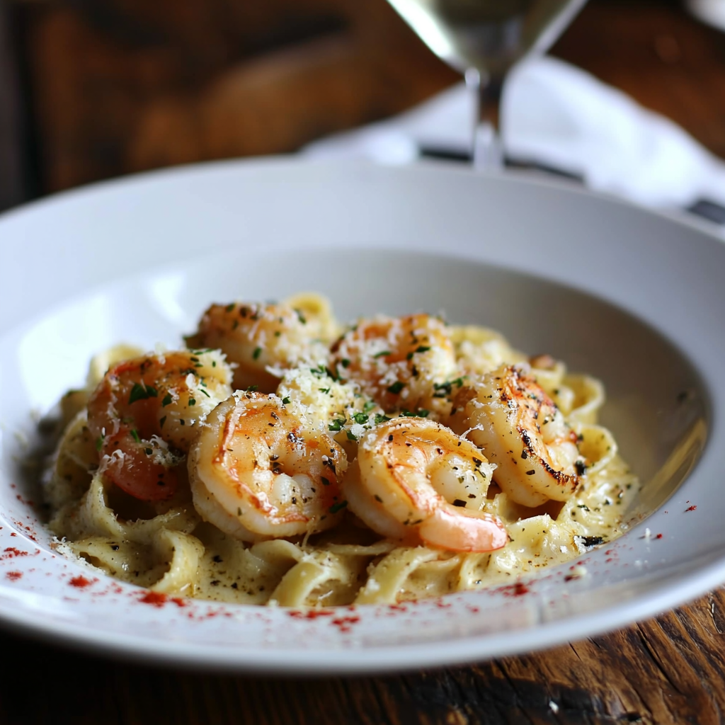 Knoblauchbutter-Garnelen-Pasta