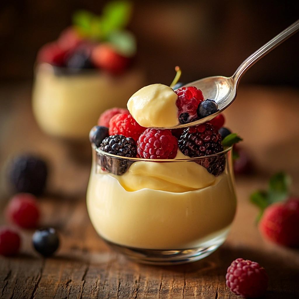 Vanillepudding mit Beeren