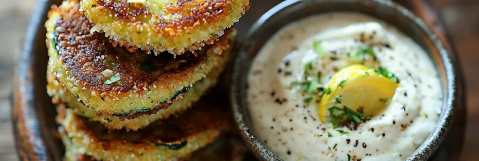 Zucchini-Fritters mit Zitronen-Knoblauch-Dip