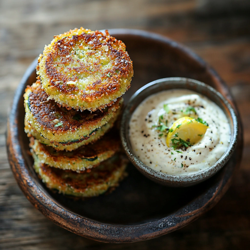 Zucchini-Fritters mit Zitronen-Knoblauch-Dip